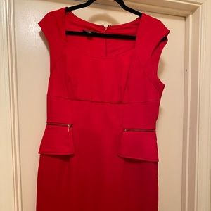 Red Dress with Faux Pockets